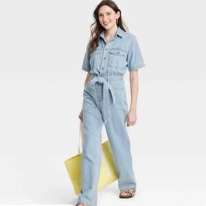 Universal Thread Light Blue Denim Utility Jumpsuit